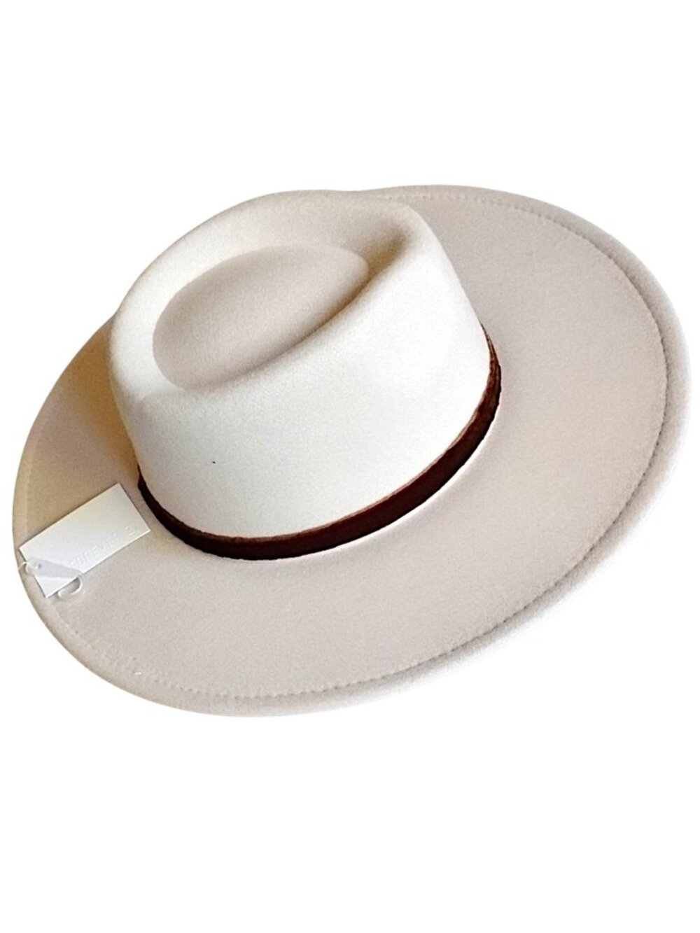 NWT Forever 21 Brushed Velvet Trim Fedora Hat S/M Cream Brown Ribbon